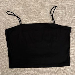 Black Cropped Rhine Stone Back TankTop - Size Medium